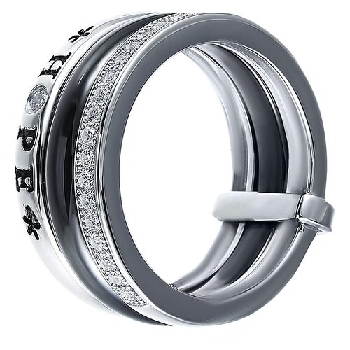 фото Широкое ювелирное кольцо из серебра 925 пробы с керамикой и кубическим цирконием sr2081_ko_001_wg element47