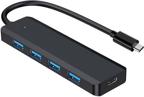 Разветвитель USB3.0 Gembird UHB-C424 хаб - концентратор 4 порта USB3.0 с дополнительным питанием Type C . кабель19см