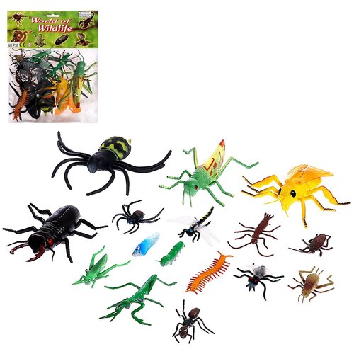 Набор насекомых Жучки, 16 фигурок, из пластика, размер: 23 см х 30 см х 7 см, для детей и малышей набор насекомых жуки 6 шт