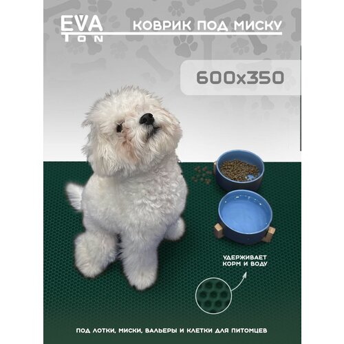 EVA Ева коврик под миску для кошек и собак, 60х35см универсальный, Эва Эво ковер зеленый Сота