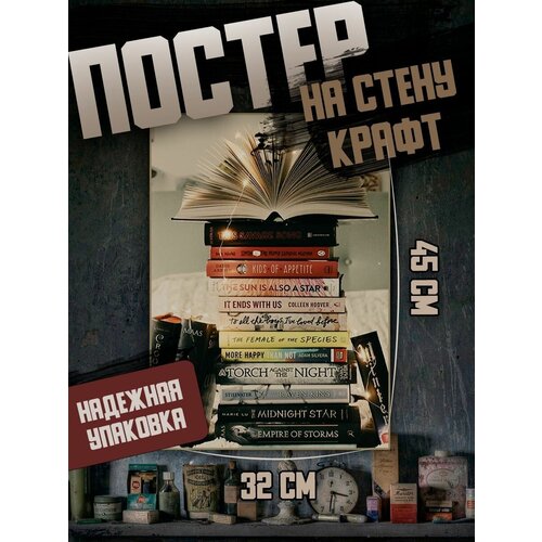 Постер 32х45 эстетика книг