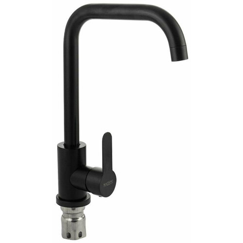 Смеситель для кухни с высоким поворотным С-образным гусаком, черный матовый