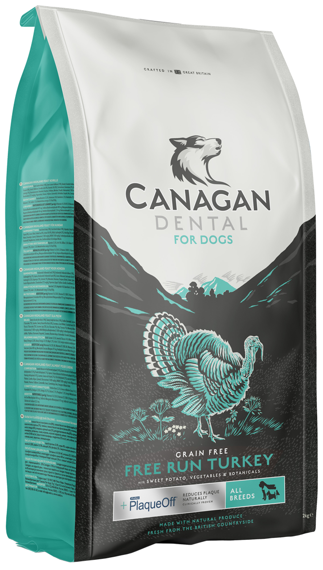 Беззерновой сухой корм Canagan Dental для щенков и собак всех пород с индейкой и цыпленком для ухода за полостью рта (6 кг)