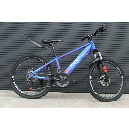 Велосипед подростковый Richiesto ТT10221s 26 Стальная рама Взрослый Подростковый спортивный синий с белой надписью 2290400₽