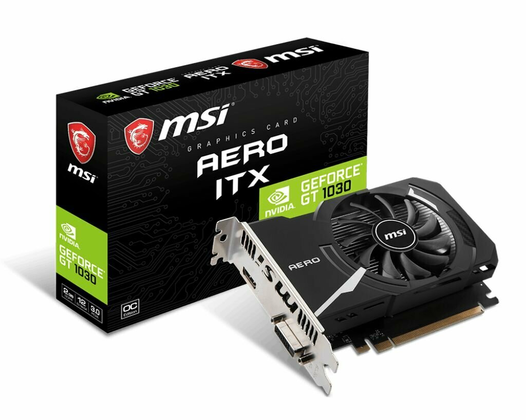 Видеокарта MSI GeForce GT 1030 Aero ITX OC 2GD4 2Gb