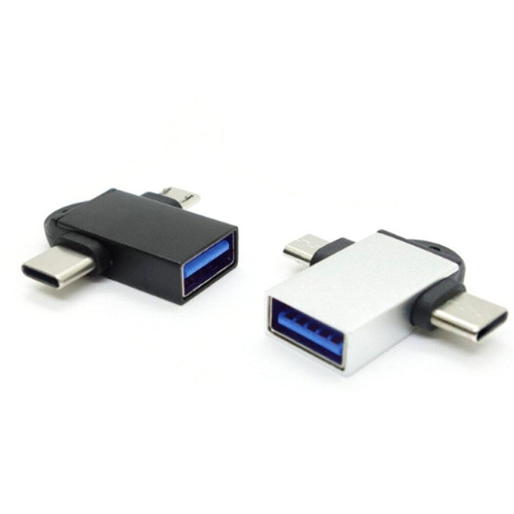 Переходник с micro-USB Type-C (папа/выход) на USB 2.0 (мама/вход), Адаптер OTG для планшетов, смартфонов и компьютеров