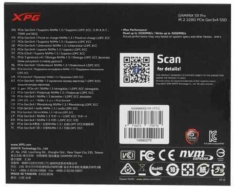 Твердотельный накопитель XPG GAMMIX S11 Pro 1 ТБ M2 AGAMMIXS11P-1TT-C