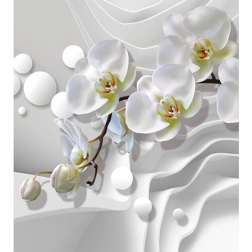 Моющиеся виниловые фотообои GrandPiK Белая орхидея и ломаные линии 3D черно-белое, 250х280 см моющиеся виниловые фотообои grandpik белая орхидея и ломаные линии 3d черно белое 380х270 см