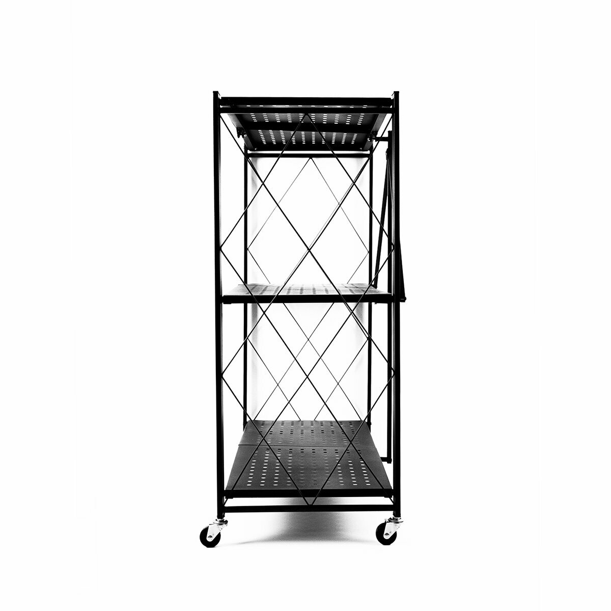 Стеллаж металлический на колёсиках (3 полки, 78х71х34 см, черный) Hans&Helma складной для мастерской дом дачи растений хранение инструментов этажерка