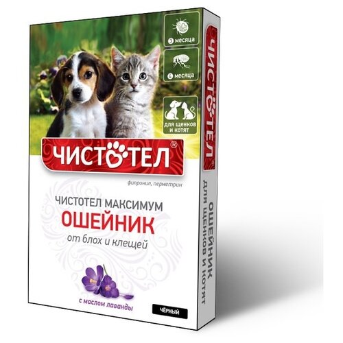 ЧИСТОТЕЛ ошейник от блох и клещей Максимум для кошек и собак, 50 см, черный 1 шт. в уп., 1 уп. чистотел максимум спрей для щенков и котят от блох и клещей 100мл