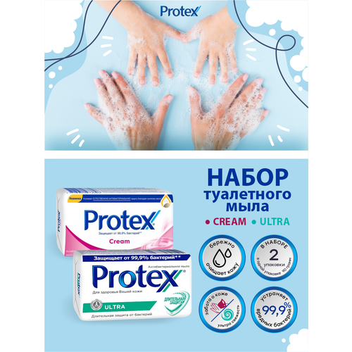 набор жидкого мыла protex cream fresh herbal ultra по 300 мл Набор туалетного мыла Protex Cream + Ultra по 90 гр.