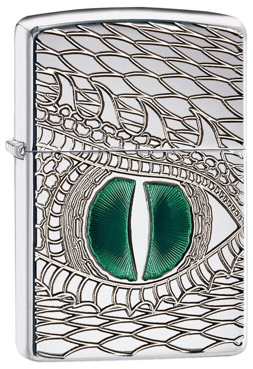 Оригинальная бензиновая зажигалка ZIPPO Armor 28807 Dragon Eye с покрытием High Polish Chrome - Глаз Дракона - фотография № 1