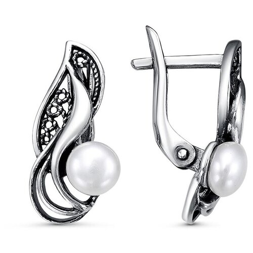 Серьги Красная Пресня, серебро, 925 проба, оксидирование, жемчуг, жемчуг культивированный
