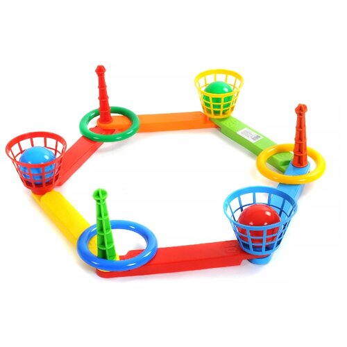 фото Кольцеброс (3 кольца, 3 корзины, 3 мячика), арт. pl6994 poltoys