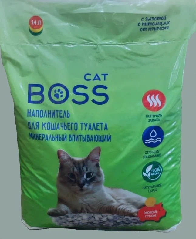 Кошачий наполнитель Cat Boss минеральный впитывающий, на 14 литров влаги - фотография № 2