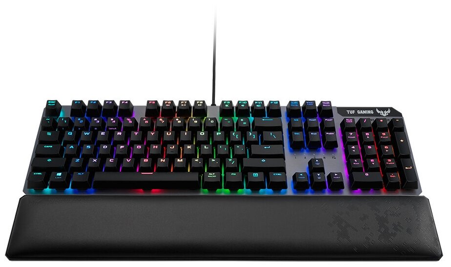 ASUS TUF Gaming K7 чёрная Игровая клавиатура (TUF Linear Optical-Mech switch, подставка под запястья, RGB подсветка, IP56, USB, 90MP0191-B0RA00)