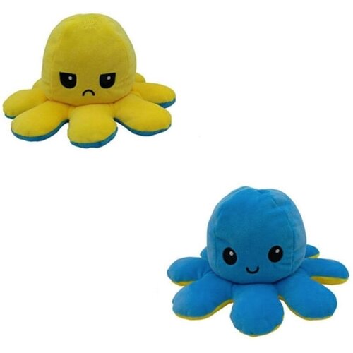 фото Мягкая игрушка осьминожка - перевертыш, осьминог вывернушка , двухсторонний желтый-голубой theonlything
