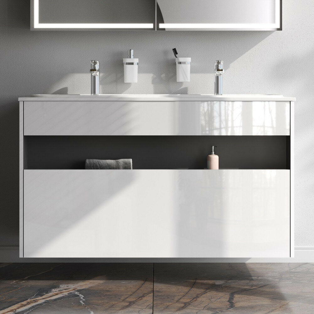 фото Тумба мебельная без раковины Am.Pm Func c нишей белый глянец M8FFUX1201WG