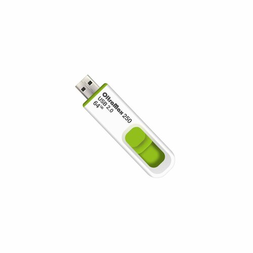 Флешка OltraMax 250, 64 Гб, USB2.0, чт до 15 Мб/с, зап до 8 Мб/с, зелёная