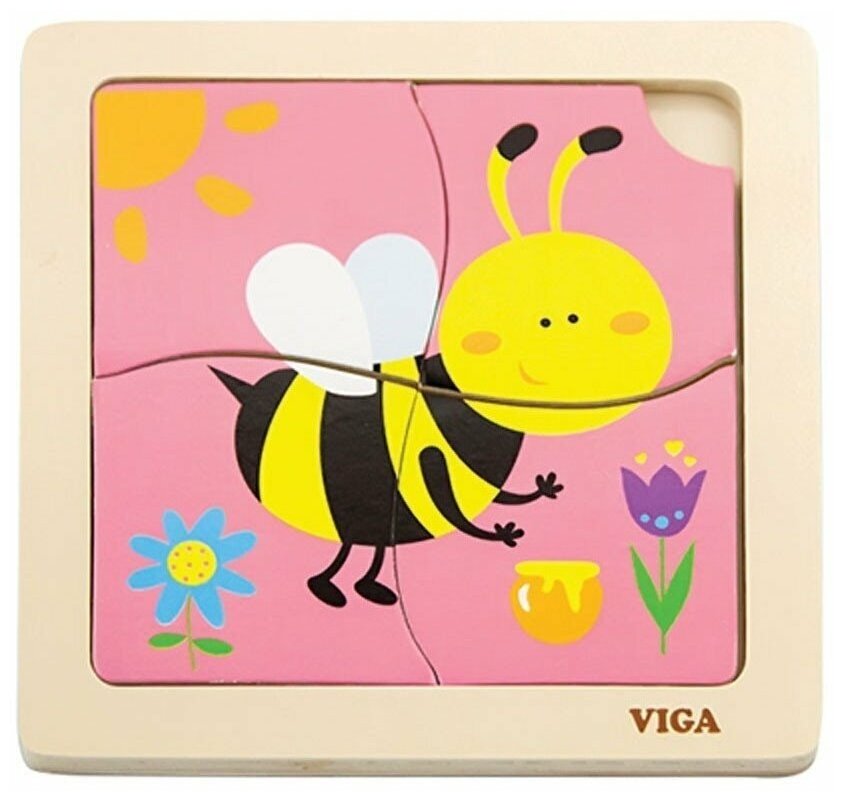 Рамка-вкладыш Viga Пчелка (50138), 4 дет.