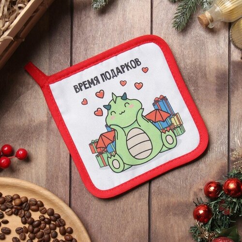 Прихватка Доляна Время подарков 17х17 см 35 хл 65 пэ ватин 250 гм2 281₽