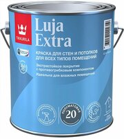 Тиккурила Луя Экстра 20 база А белая краска влагостойкая (2,7л) / TIKKURILA Luja Extra 20 base A краска для влажных помещений полуматовая (2,7л)