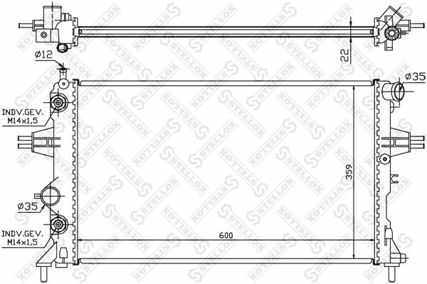 10-25062-SX радиатор системы охлаждения Opel Astra 1.4-1.8 16V 98-