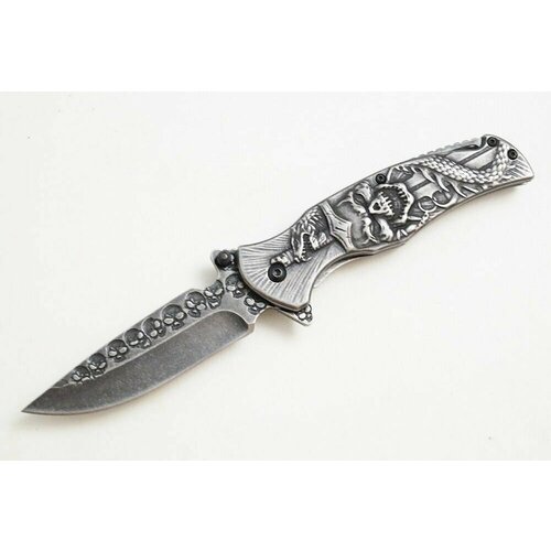 фото Нож складной gray skull нет бренда