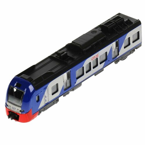 Технопарк Пассажирский электропоезд 17 см синий двери открываются металлический инерционный с 3 лет железные дороги технопарк модель электропоезд