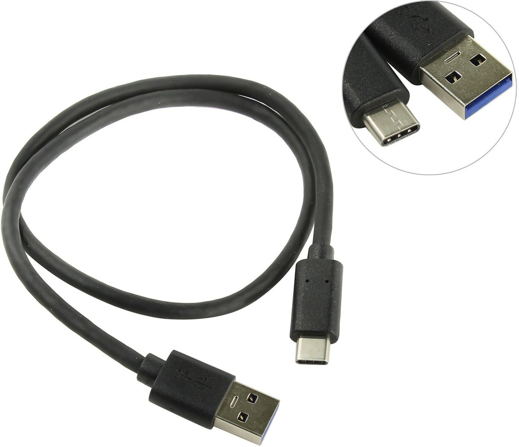 Кабель USB 3.0 Type-C 0.5 м A -> USB-C (24pin) чёрный | ORIENT UC-305