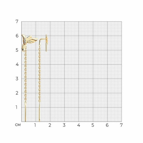 Серьги SOKOLOV, серебро, 925 проба, золочение, фианит серьги из золочёного серебра с фианитами 93020026