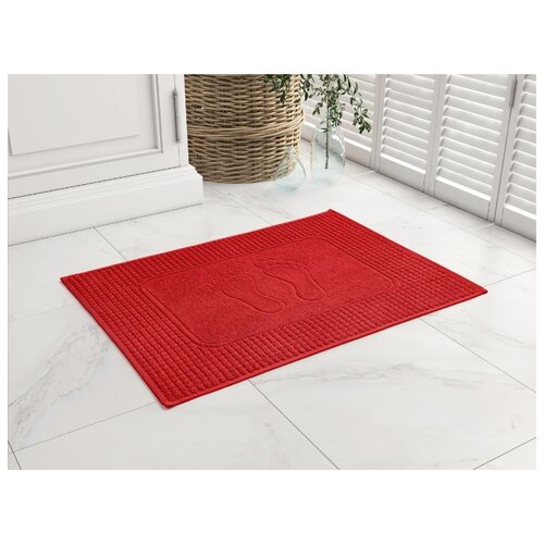 фото "коврик махровый для ног guten morgen,red, без рисунка, красный ; размер: 50 х 70"