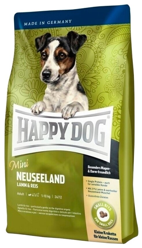 HAPPY DOG SUPREME MINI NEUSEELAND для взрослых собак маленьких пород при аллергии с ягненком и рисом (0,3 кг)