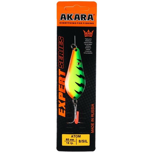 фото Блесна колеблющаяся akara expert атом, цвет 8/sil, 65 мм, 18 гр. 9680933