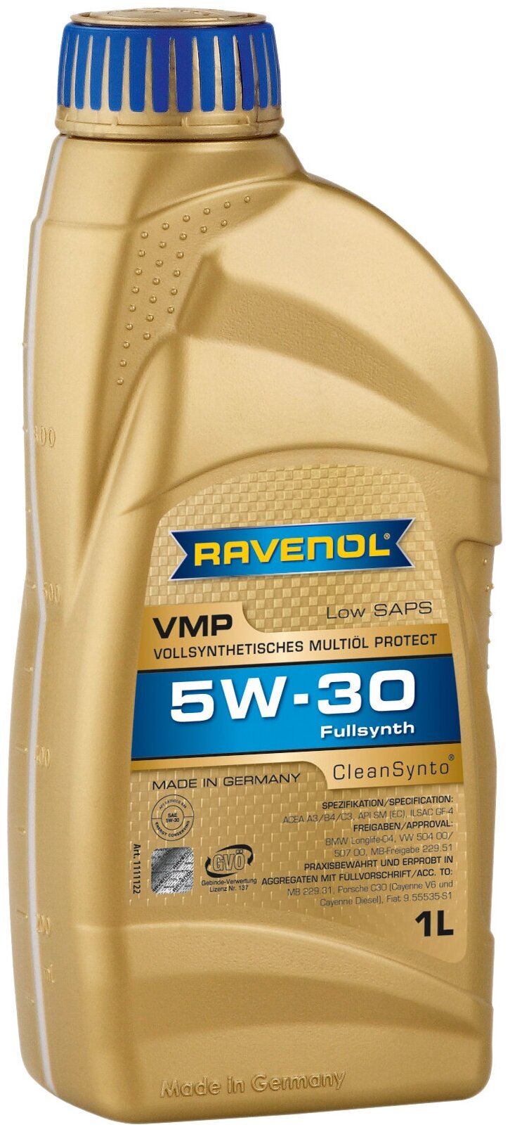 Синтетическое моторное масло RAVENOL VMP SAE 5W-30, 1 л