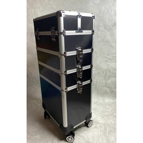 бьюти кейс для визажиста чемодан для косметики органайзер для косметолога Бьюти-кейс 34х77, серый, черный