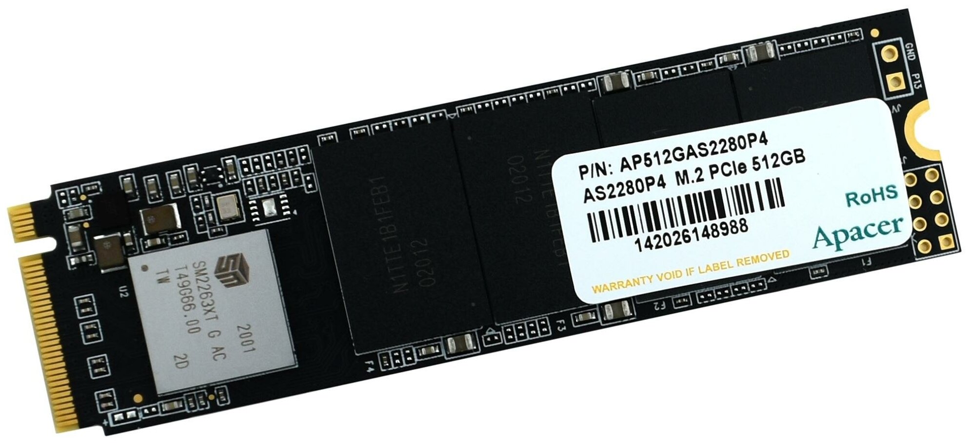 SSD диск Apacer M.2 AS2280P4 512 Гб PCIe Gen3x4, NVMe1.3 3D TLC (AP512GAS2280P4-1)