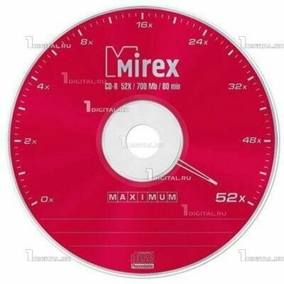 Диски Mirex CD-R80 Cake Box (10 шт.) 700Mb 52x Maximum (UL120052A8L)