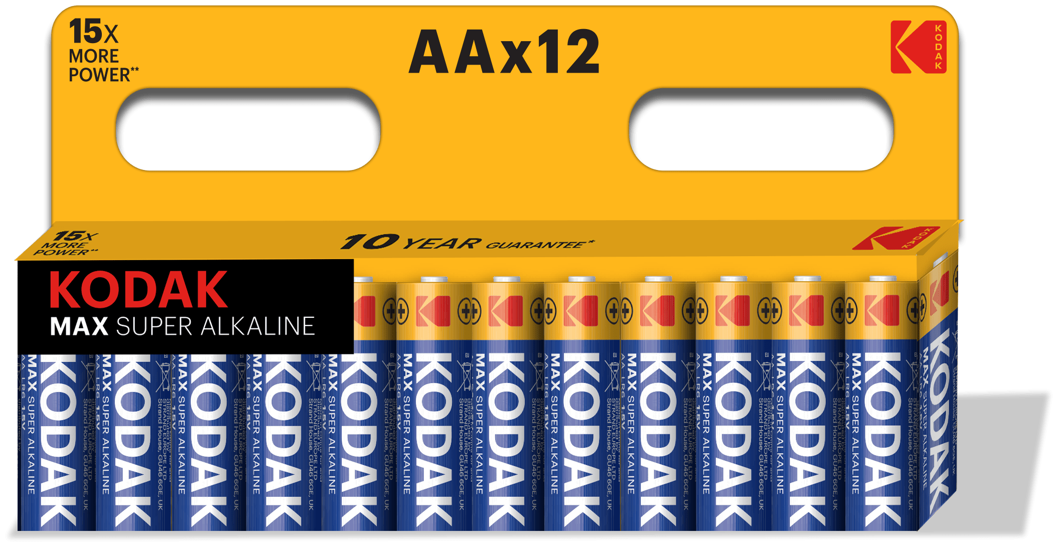 Батарейка алкалиновая Kodak Max, AA, LR6-12BL, 1.5В, блистер, 12 шт.