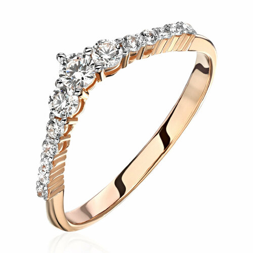 кольца эстет кольцо из золота с фианитами Кольцо Эстет, красное золото, 585 проба, фианит, размер 19, прозрачный