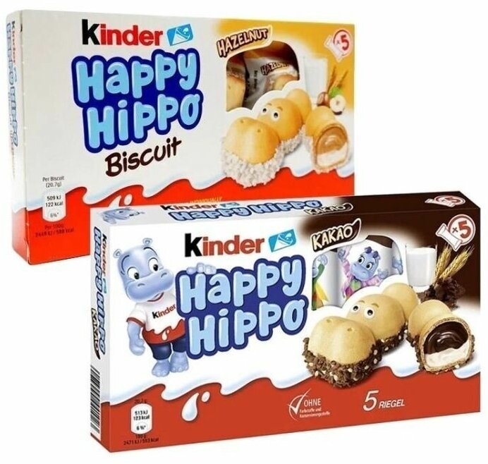 Батончик Kinder Happy Hippo фундук и какао 103 г Х 2