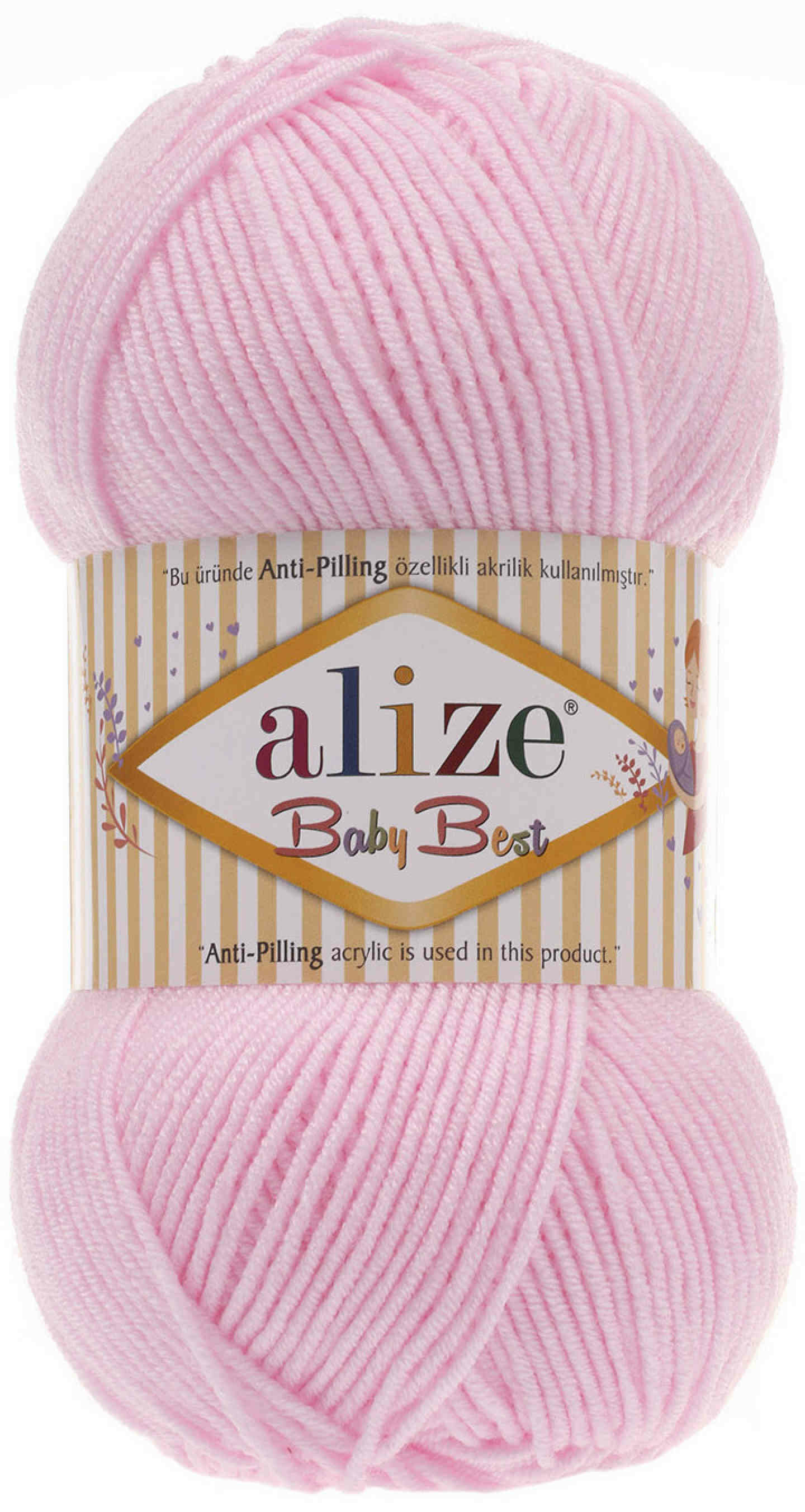 Пряжа Alize Baby best светло-розовый (185), 90%акрил/10%бамбук, 240м, 100г, 1шт