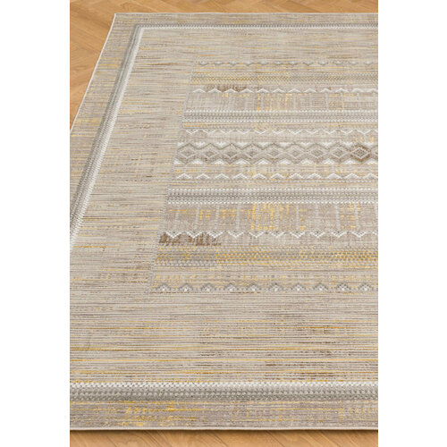 Ковер на пол 1,2 на 1,8 м в спальню, гостиную, кабинет, серый, желтый Porto VP3756-V47