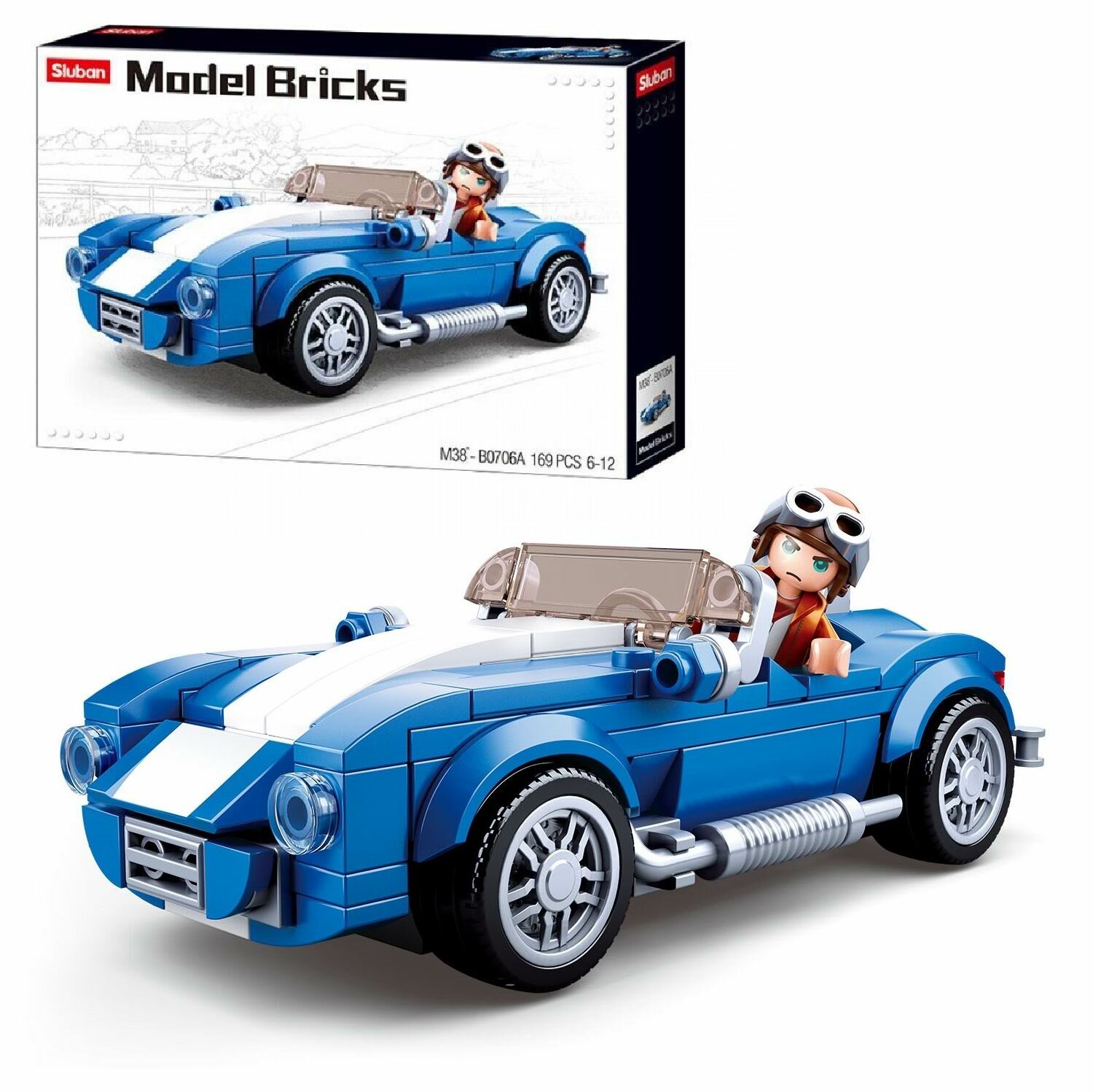 Конструктор Sluban серия Model Brick Спортивная машина синяя 169 деталей M38-B0706A
