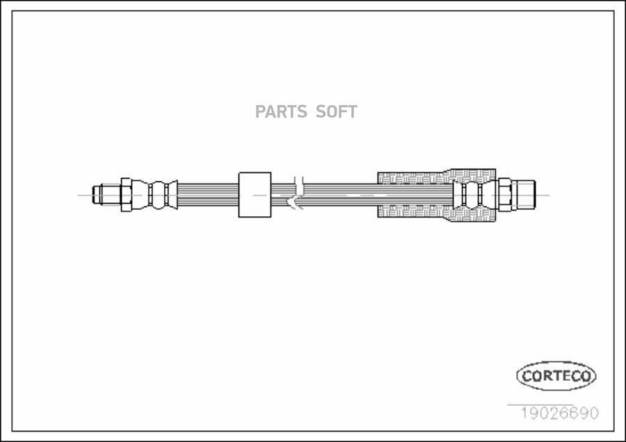 Шланг тормозной BMW: 5 Touring 520 d/520 i/523 i/525 d/525 i/525 tds/528 i/530 d/530 i/540 i 97-04, 7 725 tds/728 i, iL/730 d/730 i, iL/735 i, iL/740 d/740 i, iL/750 i, i CORTECO 19026690 | цена за 1 шт