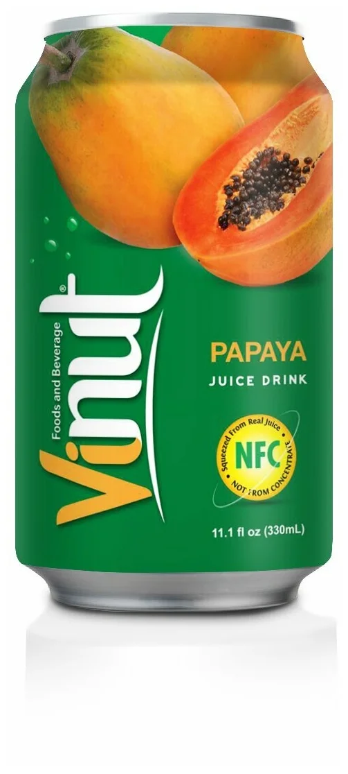 Сокосодержащий напиток Vinut Papaya Juice (Винут Сок Папайя) | Упаковка 24 шт, ж/б 0,33 л. - фотография № 3