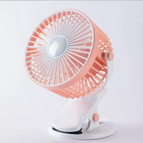 Вентилятор настольный 2 в 1 на подставке с прищепкой и подсветкой портативный компактный для дома офиса дачи машины USB зарядка розовый 98000₽