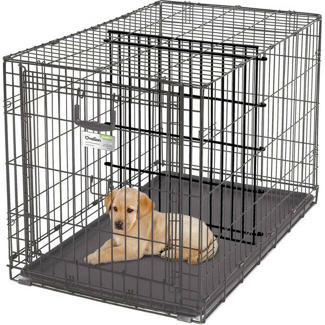 MidWest Клетка для собак Ovation с торцевой вертикально-откидной дверью,черный,95*59*64см - фото №8