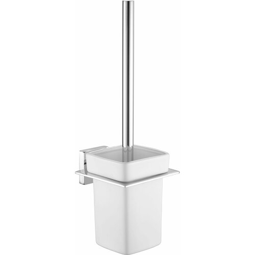 Ерш для унитаза настенный квадратный Ершик керамический для туалета Щетка подвесная для ванной Rainbowl 2790-3, цвет хром