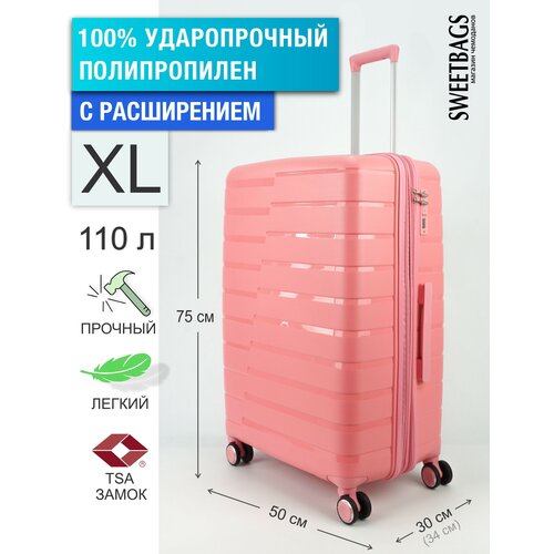 фото Чемодан , 110 л, размер xl, розовый sweetbags